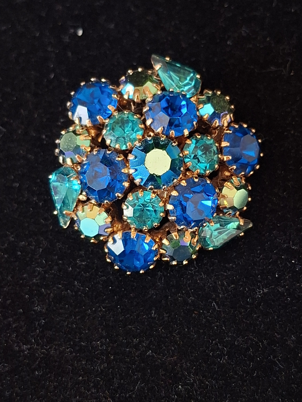 PEACOCK BLUE Crystal Cluster Brooch - Women Jewelry